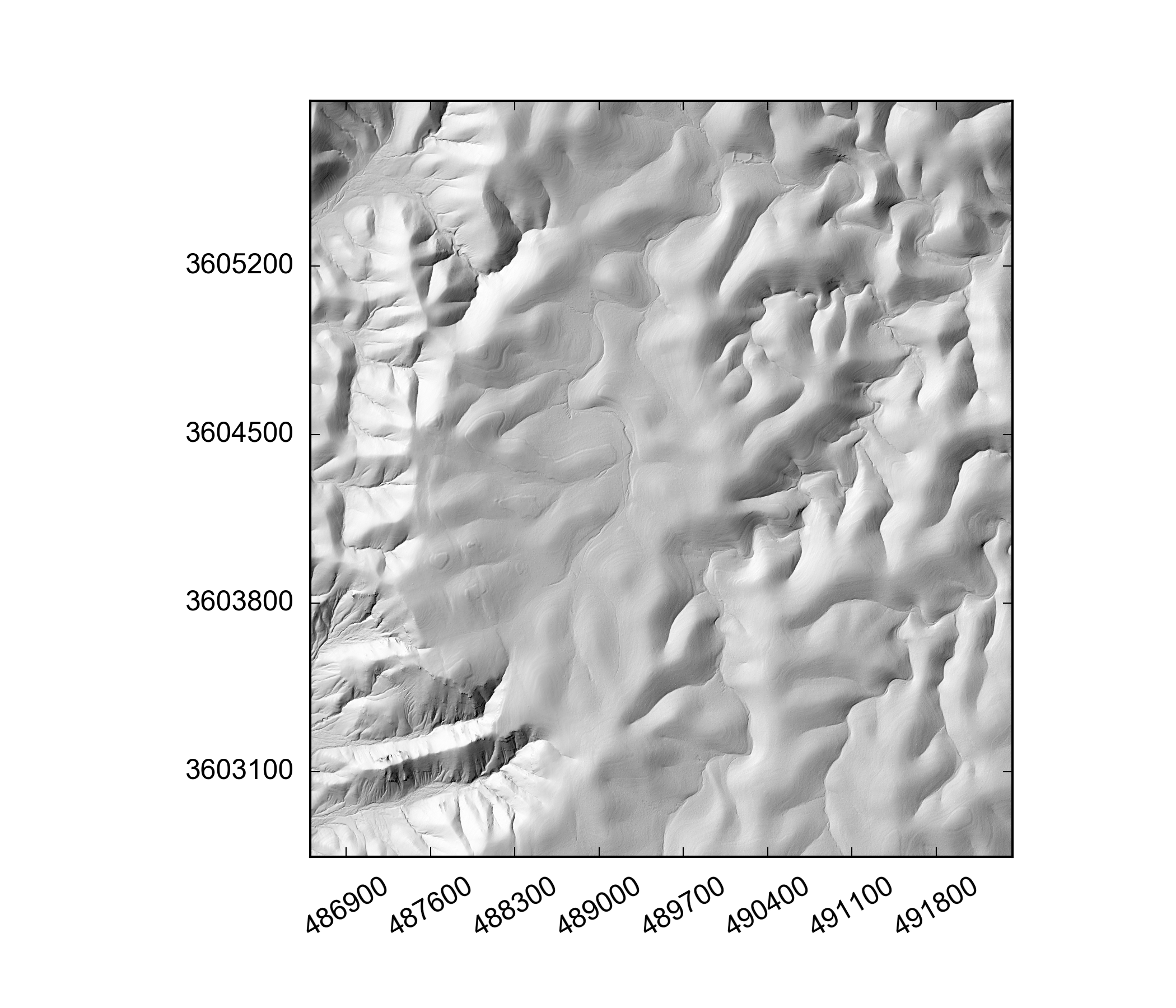 Shaded relief map of Guadalupe Mountains