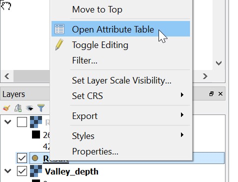 Open an attribute table