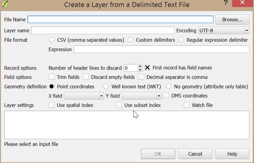 QGIS add text data dialog