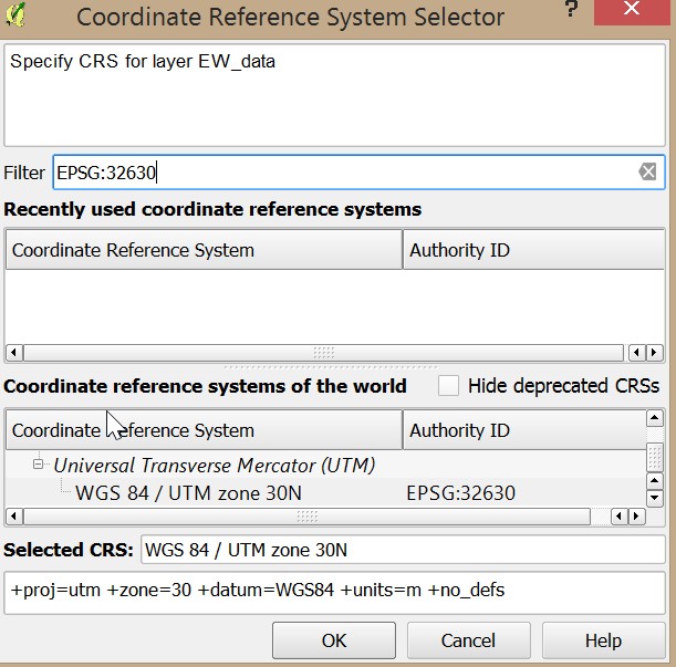 QGIS select coordinate system
